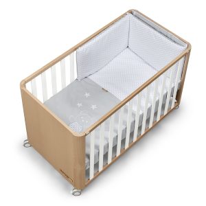 Cotinfant Doco Sleeping Wood 120×60 Natural&Blanco con Textil – Bear Gris