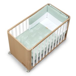 Cotinfant Doco Sleeping Wood 120×60 Natural&Blanco con Textil – Tipi Verde