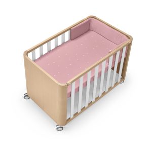 Cotinfant Doco Sleeping Wood – Minicuna de colecho  90X50 con textil Sena Rosa