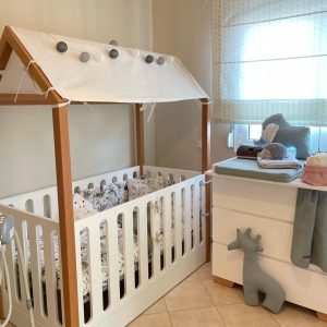 cuna casita con colchón