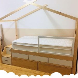 cama horizontalcon escalón y gabetas