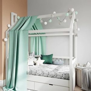 Cama casa Barandas listada