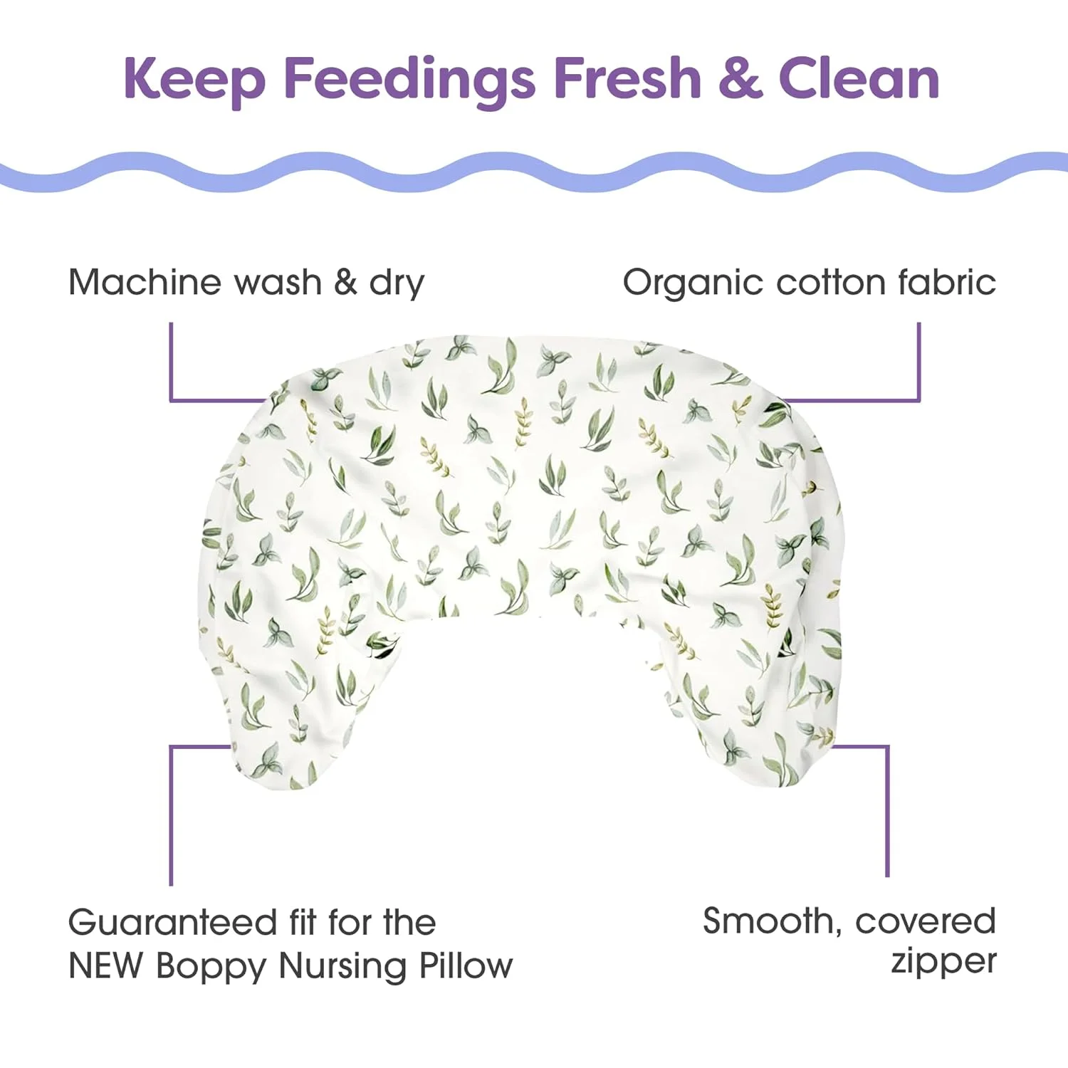 Boppy Funda de Almohada de Lactancia | Green Leaves - Imagen 3