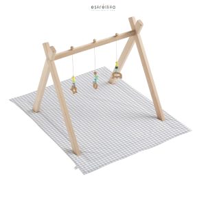 Alfombra acolchada multiusos Vichy gris