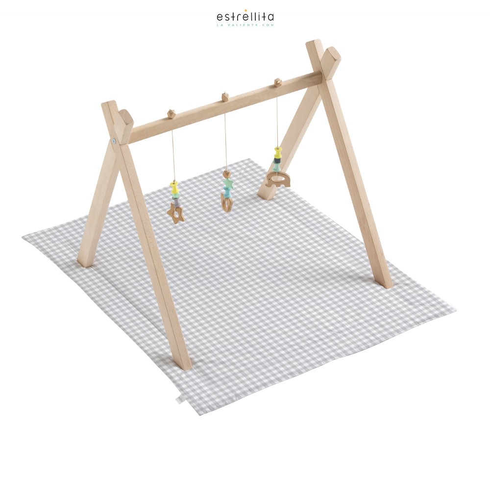 Alfombra acolchada multiusos Vichy gris