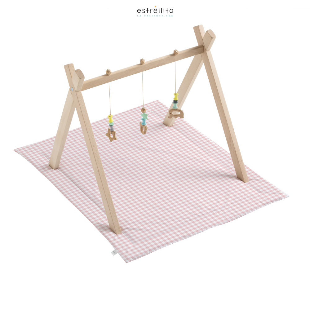 Alfombra acolchada multiusos Vichy rosa - Imagen 2