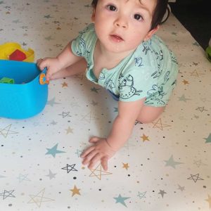 Alfombra estrellas multicolor mint y mostaza