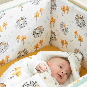 Funda protector cuna Rey de la Selva reversible mint