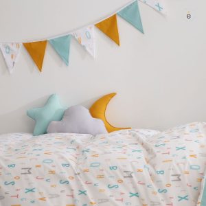 Guirnalda de banderines Abecedario mostaza mint