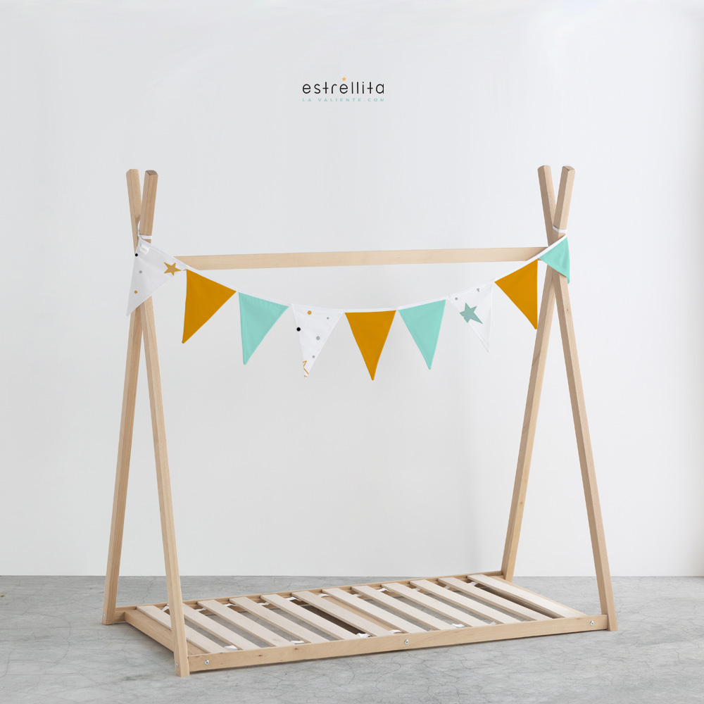 Guirnalda de banderines noche estrellada mostaza mostaza y mint - Imagen 3