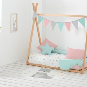 Guirnalda de banderines lisos gris mint y rosa