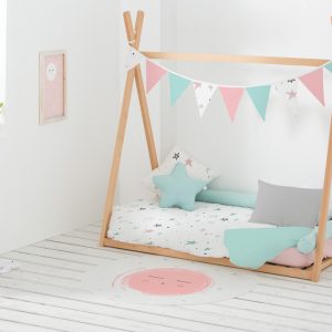 Guirnalda de banderines noche estrellada rosa rosa y mint