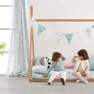 Guirnalda de banderines Bambú mint y blanco