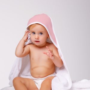 Capa de baño bebé liso rosa