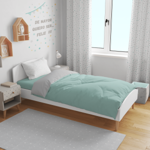 Edredón cama gris reversible mint