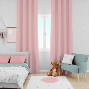 Cortina algodón liso rosa