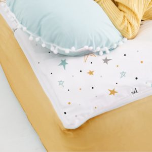 Saco nórdico cama noche estrellada mostaza bajera mostaza