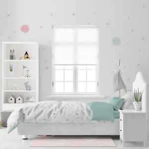 Edredón cama noche estrellada rosa reversible mint