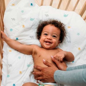 Funda nórdica cuna el mar reversible mint