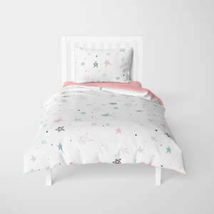 Funda nórdica cama noche estrellada rosa reversible rosa