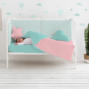 Funda protector cuna vichy mint