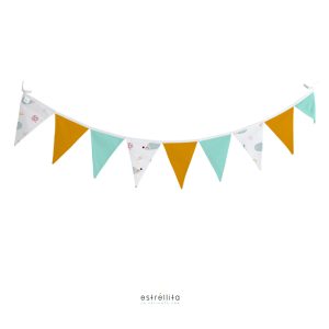 Guirnalda de banderines Ericete mostaza mint