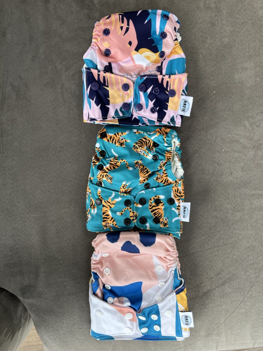 Set de 3 Pañales ecológicos, 0-12 meses, FLAWW (NUEVOS)