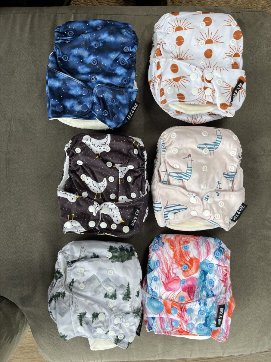 Set de 6 Pañales ecológicos, 0-12 meses, Rex & Rae (NUEVOS)