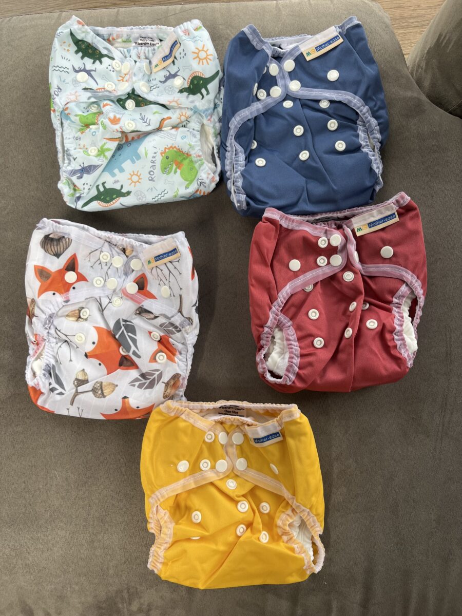 Set de 5 Pañales ecológicos, 0-12 meses, Motherease (NUEVOS)