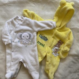 Par Pijamas de peluche, 0-3 meses, Sin marca