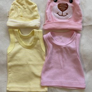 Par de Playeras sin mangas con gorros, 0-3 meses, Sin marca