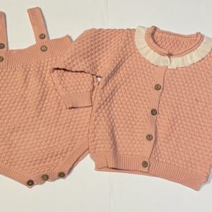 Conjunto rosa tejido, 2-3 años, Sin marca
