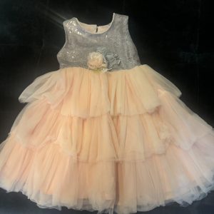 Vestido rosa con lentejuela Gris para niña, 3-4 años, Sin marca