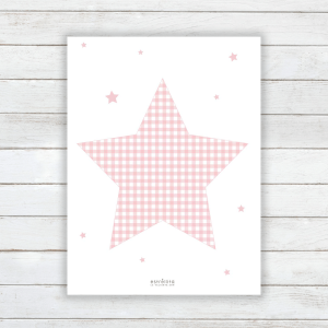 Lámina estrella vichy rosa