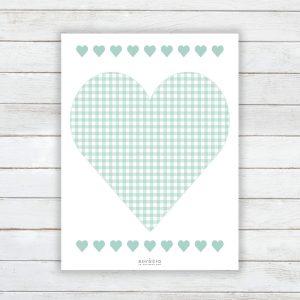 Lámina corazón vichy mint