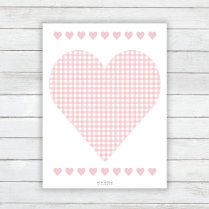 Lámina corazón vichy rosa