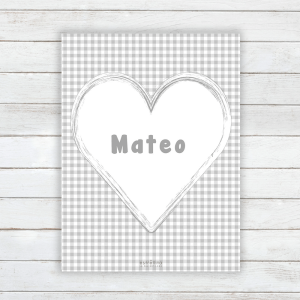 Lámina corazón vichy gris