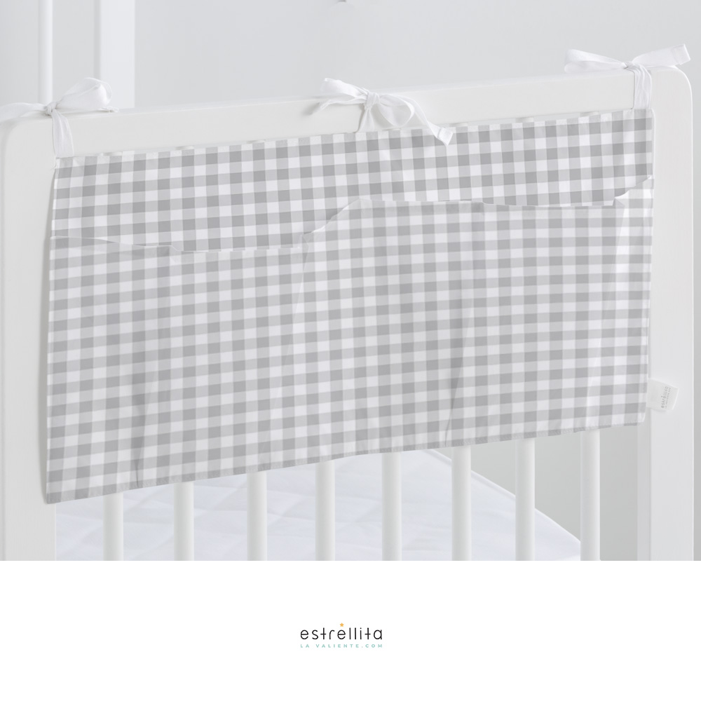 Organizador de cuna y capazo vichy gris - Imagen 2