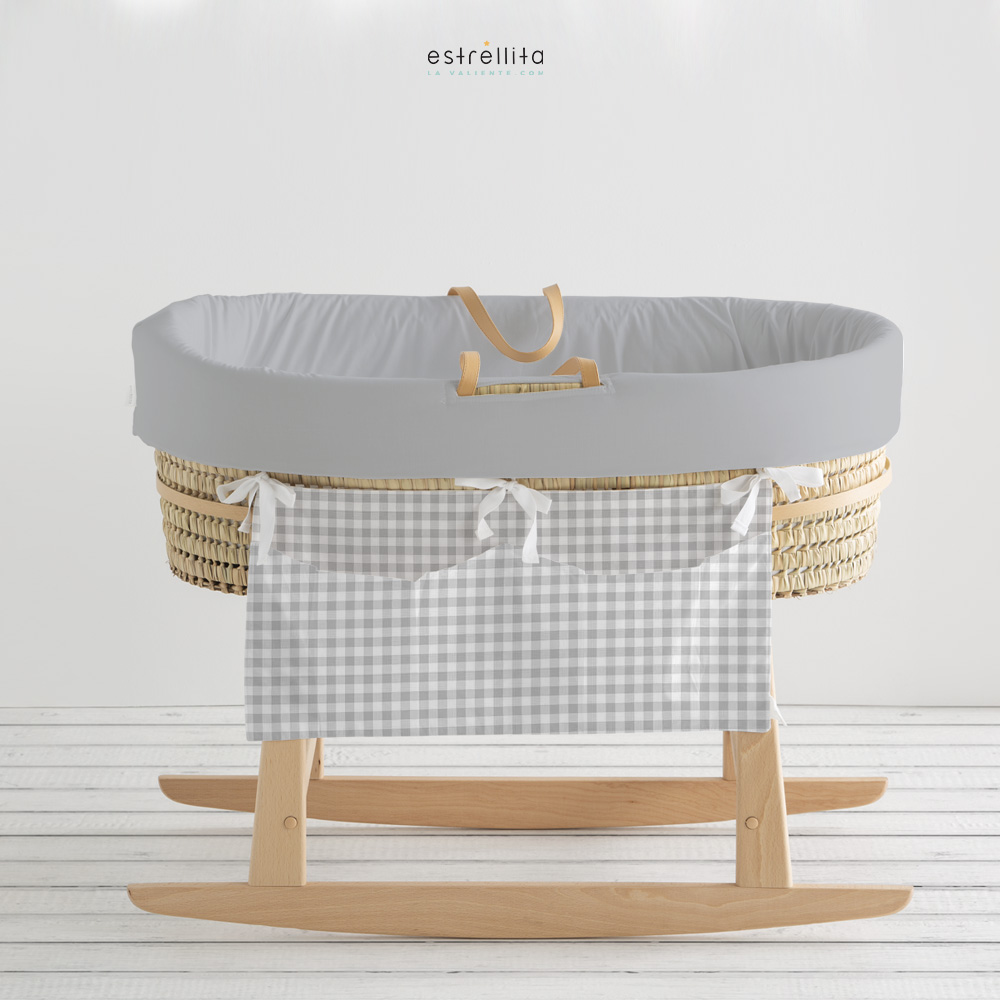 Organizador de cuna y capazo vichy gris - Imagen 3