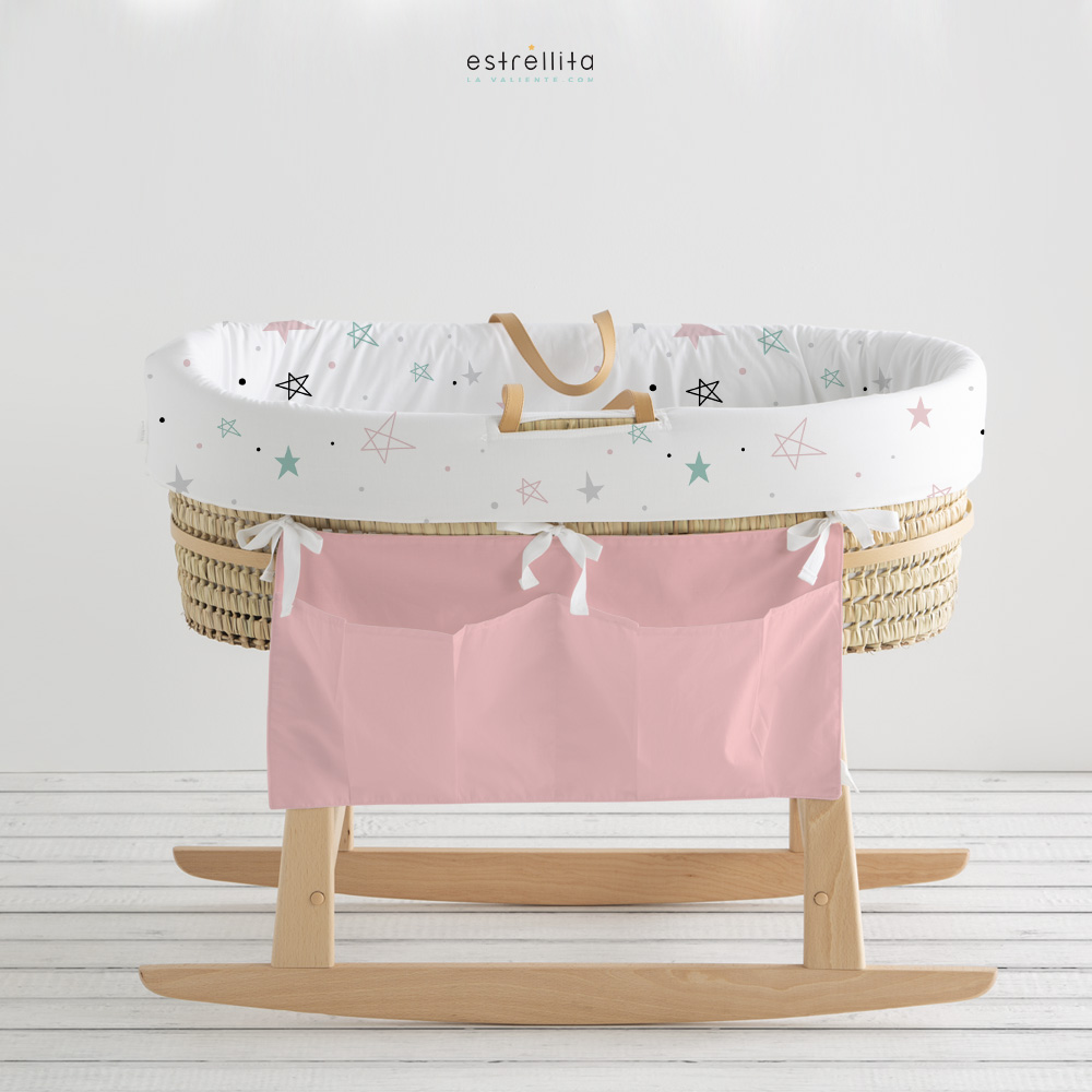 Organizador de cuna y capazo liso rosa - Imagen 3