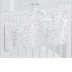 Organizador de cuna y capazo Triángulos gris mint