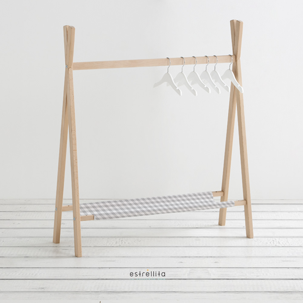 Bajo perchero cuadro vichy gris