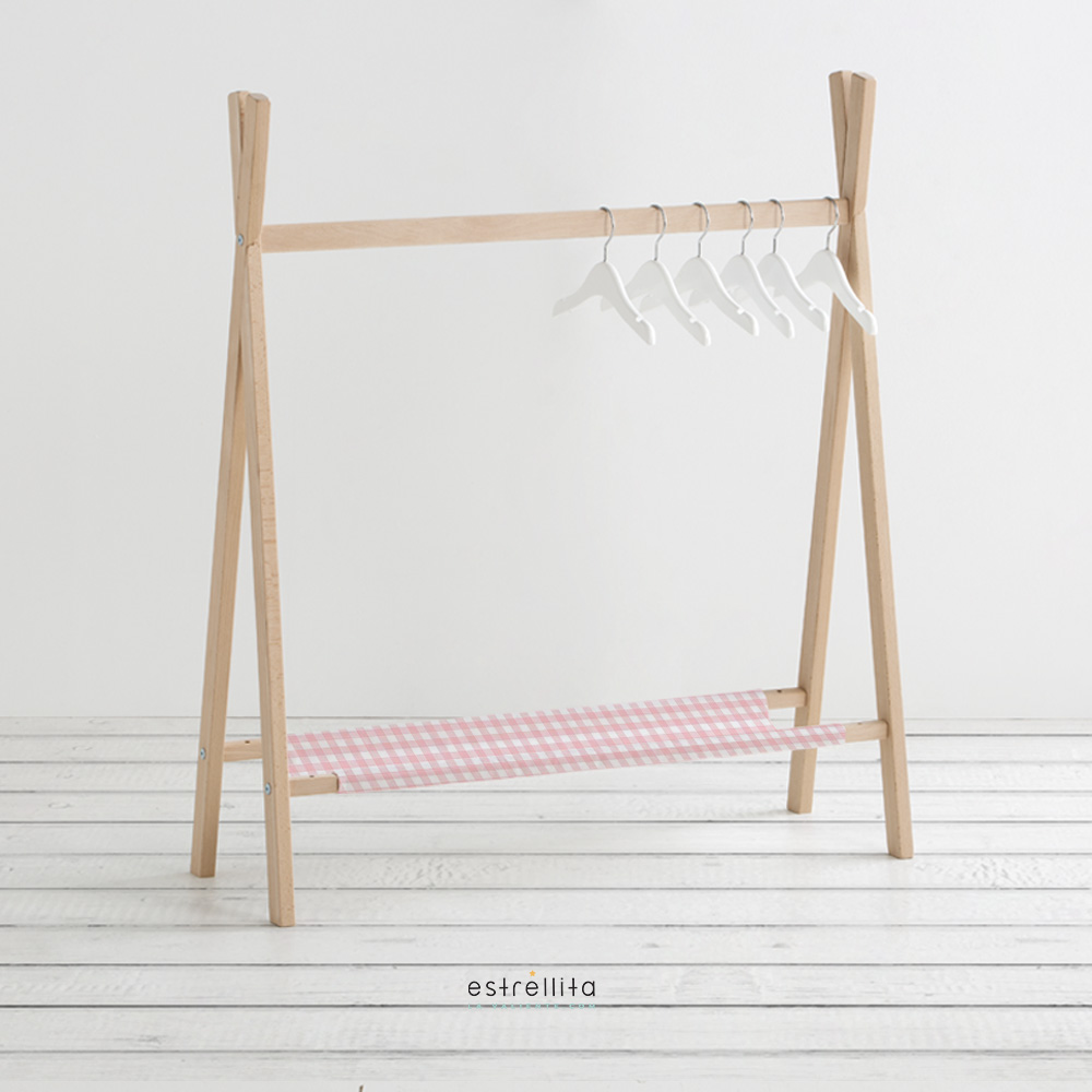 Bajo perchero cuadro vichy rosa - Imagen 2