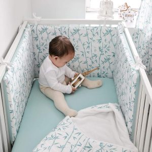Funda protector cuna Bambú reversible mint