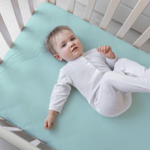 Sábana bajera cuna mint
