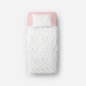 Saco nórdico cama Abecedario bajera rosa