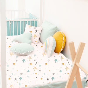 Saco nórdico cama noche estrellada mostaza bajera mint