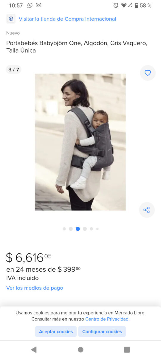 Canguro mochila Porta bebé, BabyBjörn One - Imagen 7