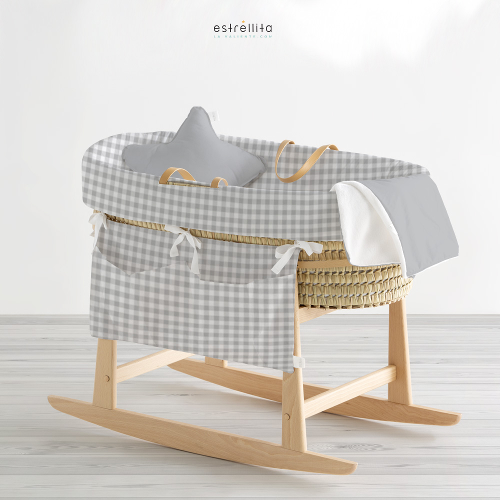 Organizador de cuna y capazo vichy gris