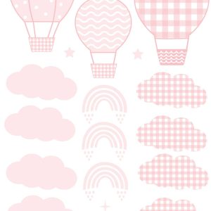 Vinilo globos y nubes vichy rosa